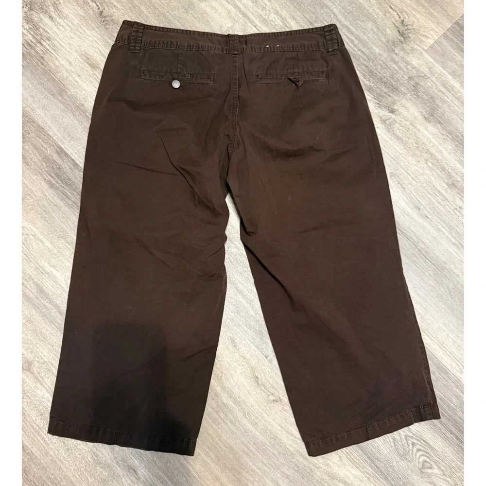 Calvin Klein Jeans Brown Cropped Wide Leg Pants Womens Size 12 Chocolate Capris‎